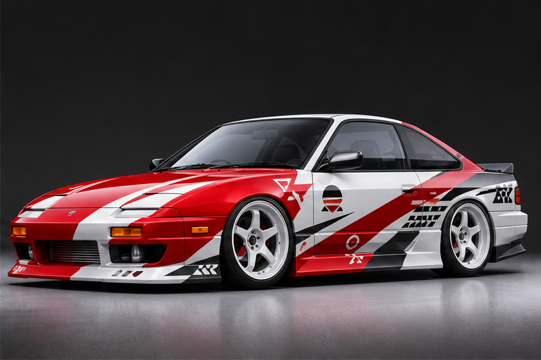 红白 JDM 漂移风格车身版画方向